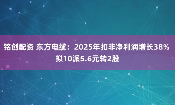 铭创配资 东方电缆：2025年扣非净利润增长38% 拟10派5.6元转2股