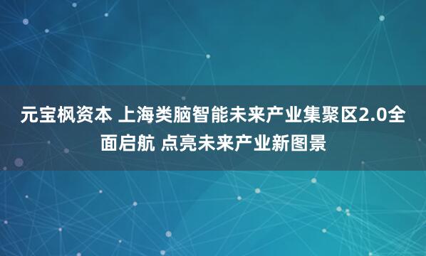元宝枫资本 上海类脑智能未来产业集聚区2.0全面启航 点亮未来产业新图景